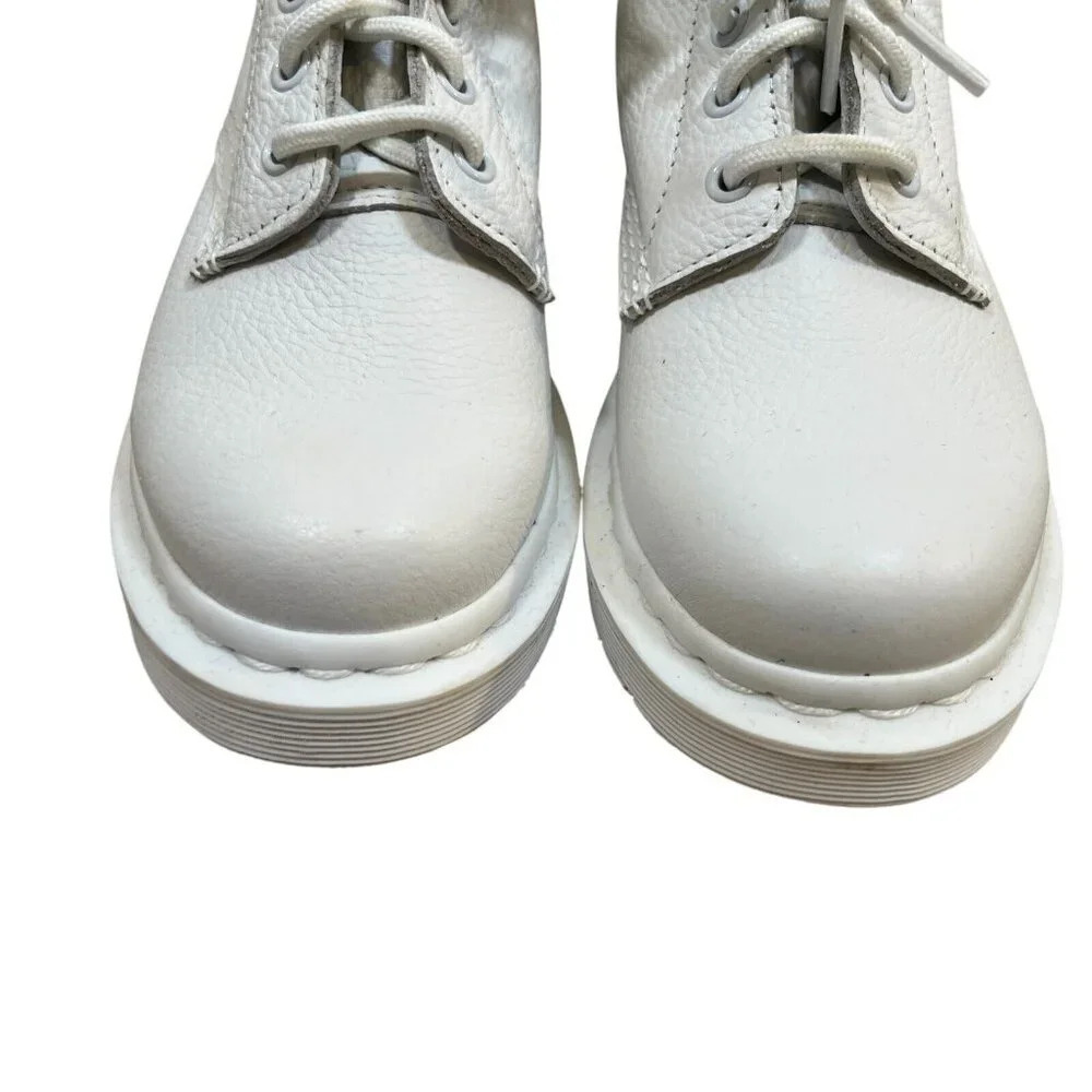 Dr. Martens 1460 Pascal Mono Lace Up Boots Womens Size 5 White Leather Combat - Picture 3 of 12